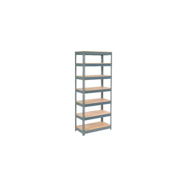 Global Equipment Extra Heavy Duty Shelving 36"W x 12"D x 96"H With 7 Shelves, Wood Deck, Gry 255586 - main